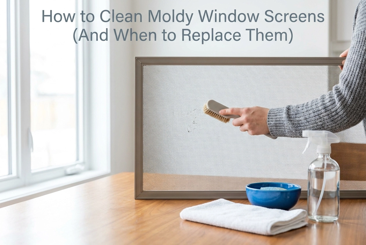 Professional header image for step-by-step guide: How to Clean Moldy Window Screens (And When to Replace Them)