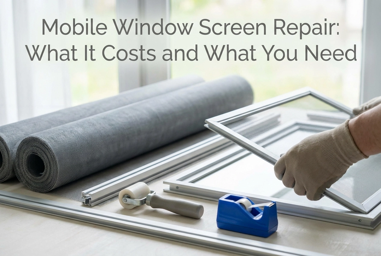 Professional header image for step-by-step guide: Mobile Window Screen Repair: What It Costs and What You Need